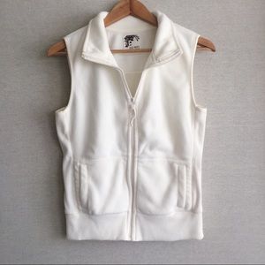 Old Navy | White Zip Up Fleece Vest SZ M
